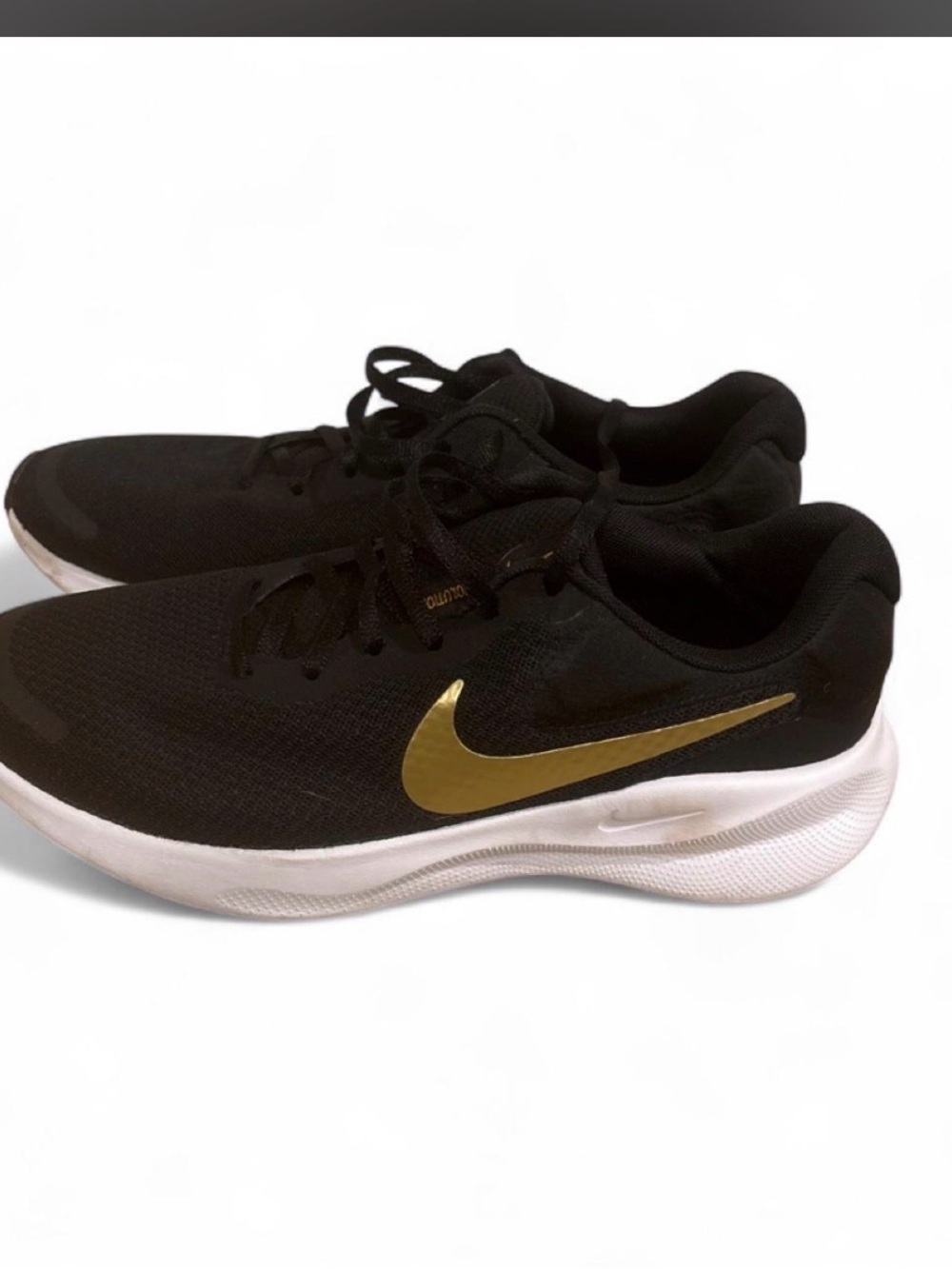 Nike Women's Black and Gold Swoosh Athletic Sneakers